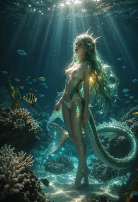 Ethereal Mermaid in Deep Sea Depths