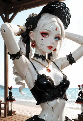 Porcelain Doll at the Beach