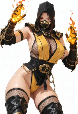 Fiery Ninja Warrior in Tactical Gear