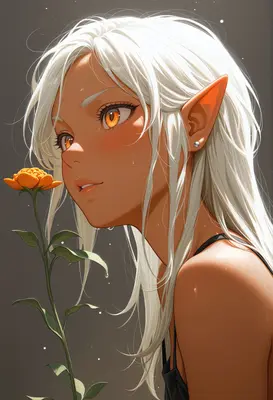 Elf Maiden With Golden Flower