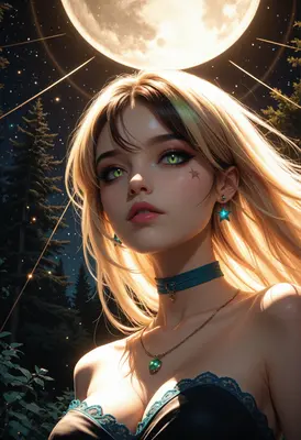 Moonlit Gaze Under The Starry Sky