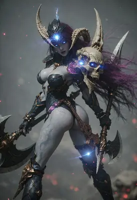 Demonic Warrior Queen with Twin Axes