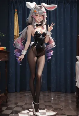 Cute Bunny Girl With Pastel Hair