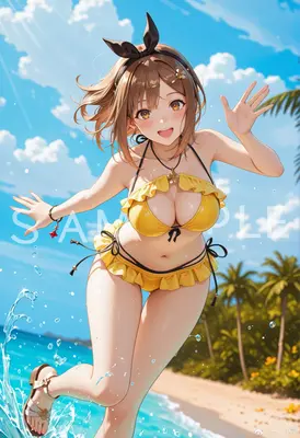 Cheerful Girl Running on Tropical Beach