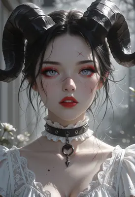 Gothic Demon Girl With Horns