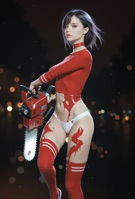 Slasher Girl with Red Chainsaw