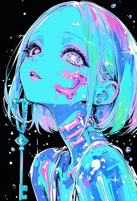 Neon Jellyfish Girl in Space