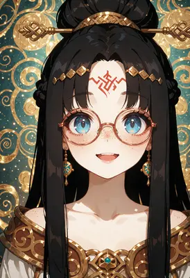 Elegant Scholar with Golden Ornate Accents
