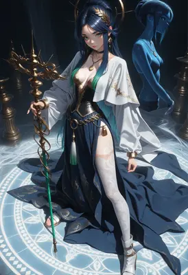 Celestial Sorceress and Her Ethereal Reflection