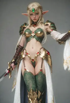 Ethereal Elven Warrior in Golden Armor