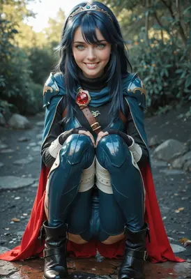 Blue Haired Heroine in Forest