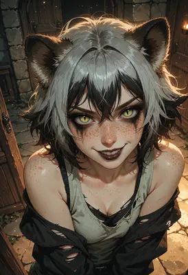 Sly Wolf Girl with Golden Eyes