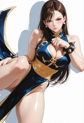 Fierce Fighter in Blue Silk