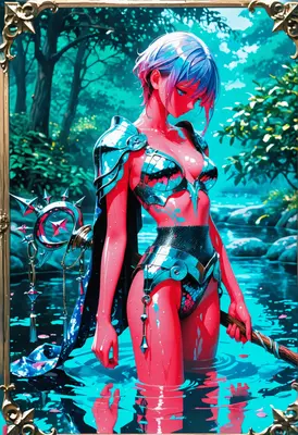 Crimson Warrior in the Enchanted Stream