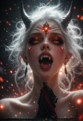 Ethereal Demon Queen with Glowing Eyes