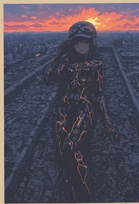Cyborg Scout at Sunset