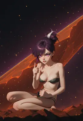 Fiery Standoff with Purple Eyes