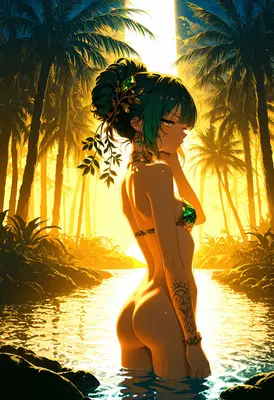 Golden Hour Goddess in Tropical Waters