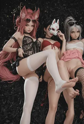 Trio of Masked Fox Girls