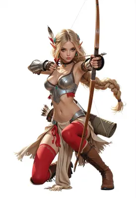 Elven Archer Aiming Her Bow