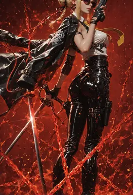 Warrior in Latex and Flaming Chains