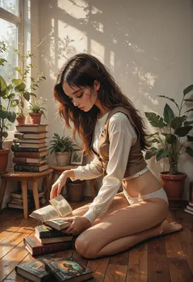 Quiet Afternoon Reading Among Plants