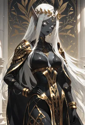 Regal Dark Elf in Golden Armor