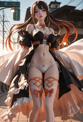 Elegant Maid with Flowing Hair