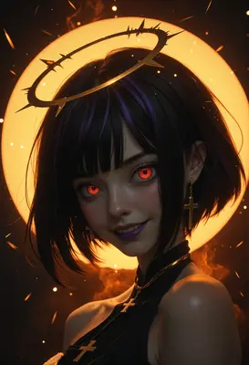 Gothic Angel With Glowing Red Eyes