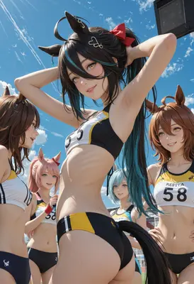 Athletic Horse Girls Under Blue Skies