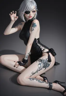 Edgy Cyberpunk Girl with Tattoos
