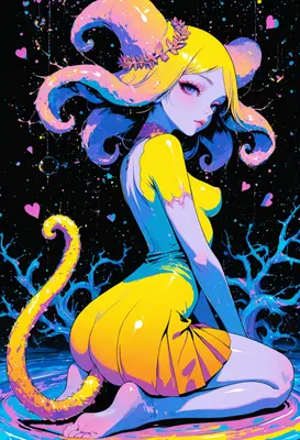 Neon Horned Dreamer in Liquid Color