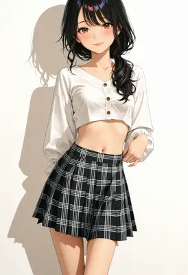 Casual Style Girl in Plaid Skirt