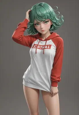 Casual Green Haired Anime Girl