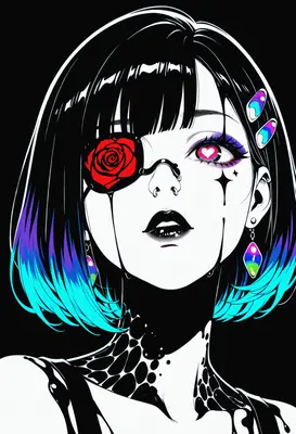 Gothic Rose Eye Anime Portrait