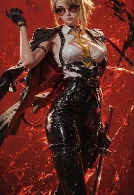 Blonde Warrior in Crimson Energy Field