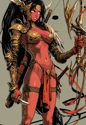 Red Skinned Warrior Princess Archer