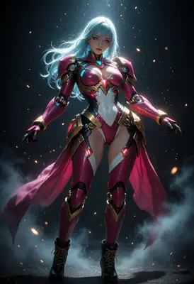Cybernetic Warrior in Crimson Armor