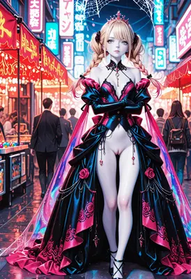 Gothic Princess in Neon Street