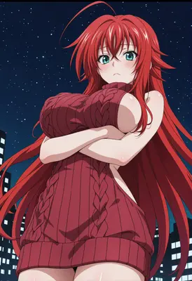 Rias Gremory in a Red Sweater
