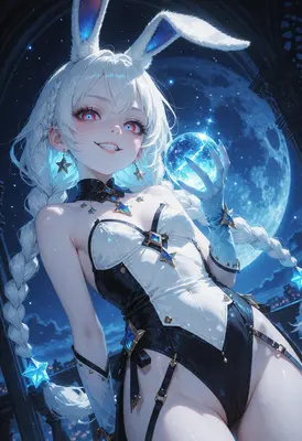Moonlit Rabbit Girl With Magic Orb
