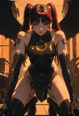 Demon Girl in Golden Sunset