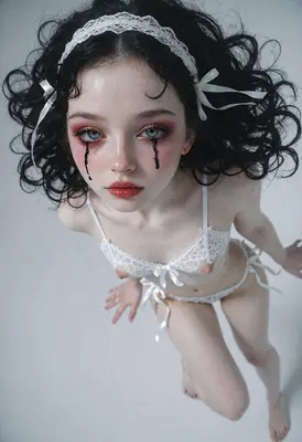 Melancholy Doll in White Lace