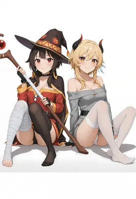 Megumin and Friend Sitting Together