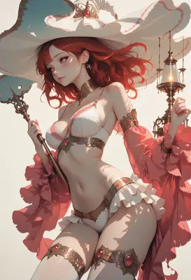 Ethereal Red Haired Witch in Lingerie