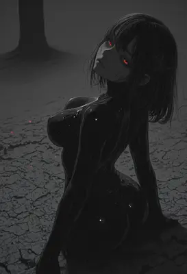 Shadow Entity with Glowing Red Eyes