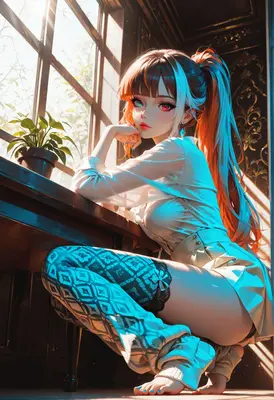 Sunlit Anime Girl by the Window