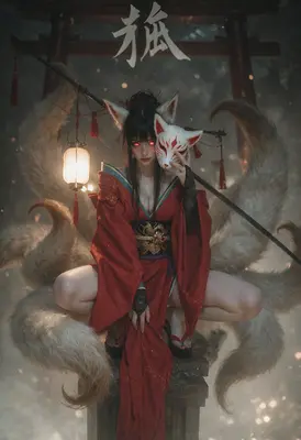 Mystical Kitsune Guardian of the Shrine