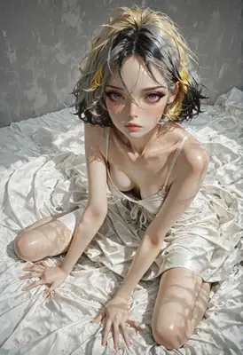 Ethereal Girl in Silky White Dress