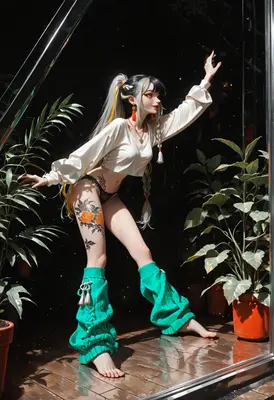 Stylish Girl With Floral Thigh Tattoos